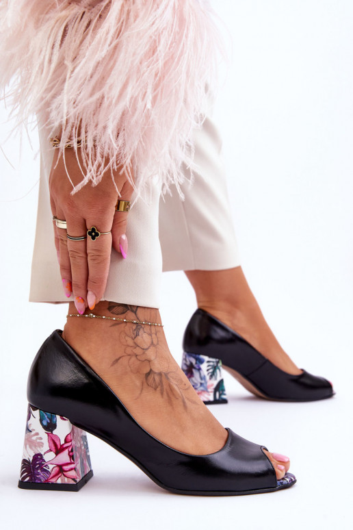   Bateliai su dekoruotais kulnais  Shoes 2608/K Juodos spalvos