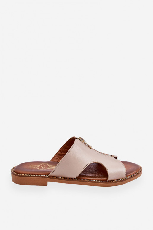  Šlepetės su dekoratyviniais užtrauktukais smėlio spalvos Lemar Clarence