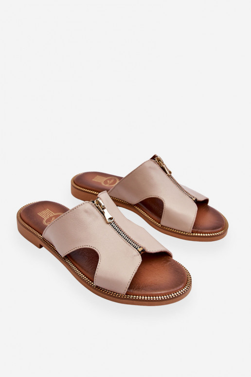  Šlepetės su dekoratyviniais užtrauktukais smėlio spalvos Lemar Clarence