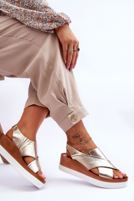   Platforminės basutės aukso spalvos Morgan