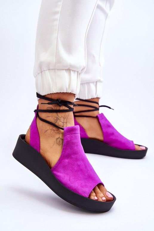 Zazoo 2743 Zomšinės platforminės basutės rožinės spalvos