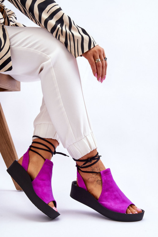 Zazoo 2743 Zomšinės platforminės basutės rožinės spalvos