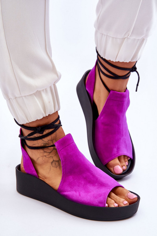 Zazoo 2743 Zomšinės platforminės basutės rožinės spalvos