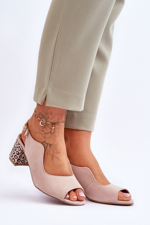  Zomšinės basutės su kulniukais  05870-04 smėlio spalvos