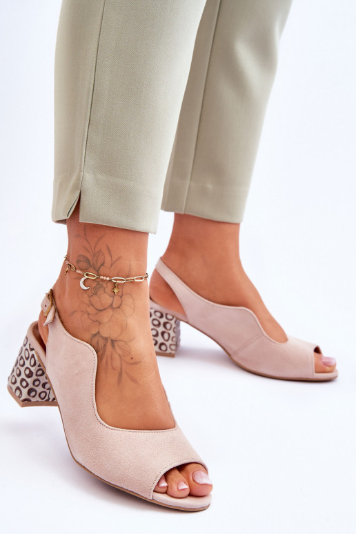  Zomšinės basutės su kulniukais  05870-04 smėlio spalvos