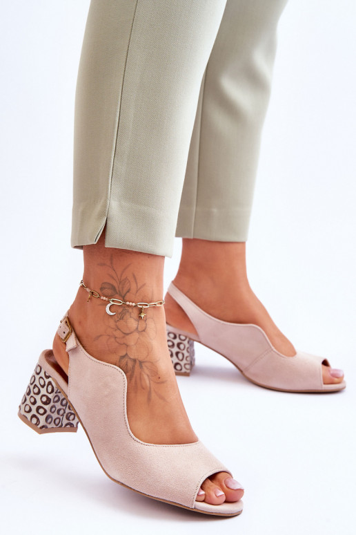  Zomšinės basutės su kulniukais  05870-04 smėlio spalvos