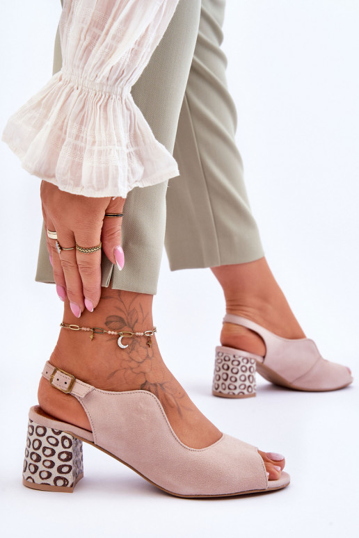  Zomšinės basutės su kulniukais  05870-04 smėlio spalvos