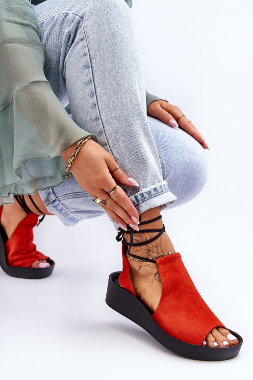 Zomšinės platforminės basutės Zazoo 2743 oranžinės spalvos