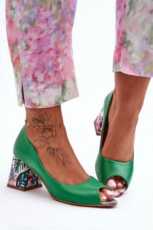   Bateliai su dekoruotais kulnais  Shoes 2608/K žalios spalvos