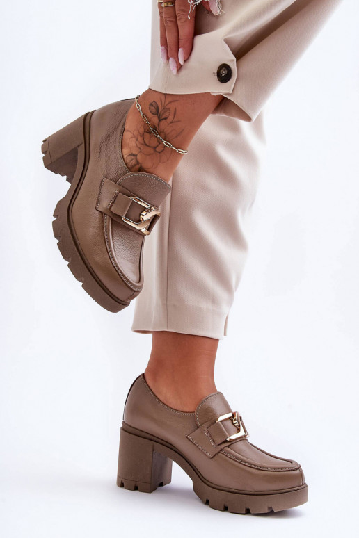 Elegantiško stiliaus batai su kulniukais su ornamentais smėlio spalvos Lemar Harmell