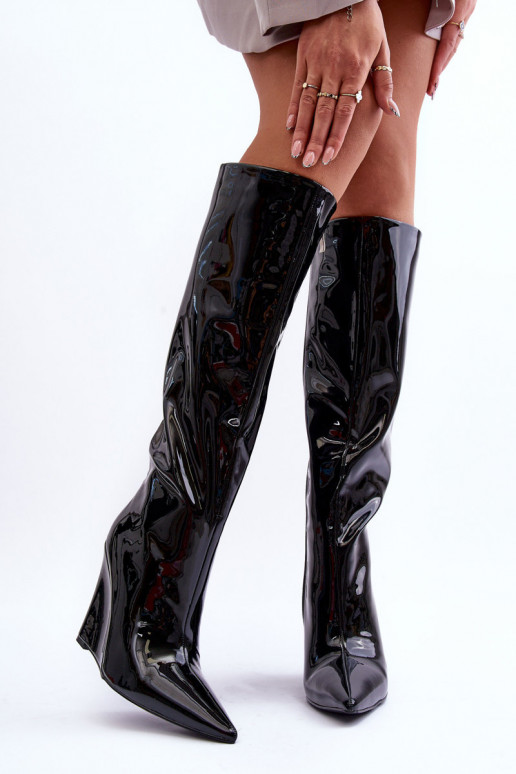 su lako efektu ilgaauliai batai  Juodos spalvos Delinn