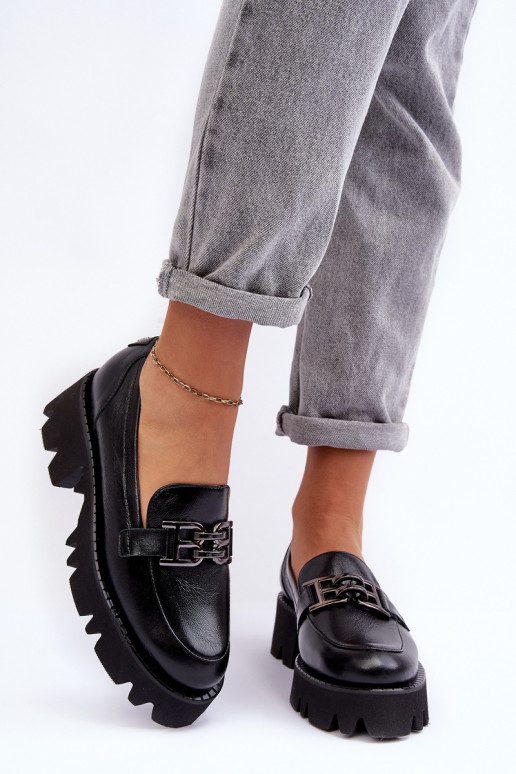    batai Mokasinai su ornamentais Laura Messi 2699 Juodos spalvos