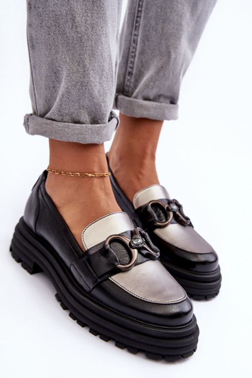 Odiniai pusbačiai masyviu padu Juodos spalvos Elkiza