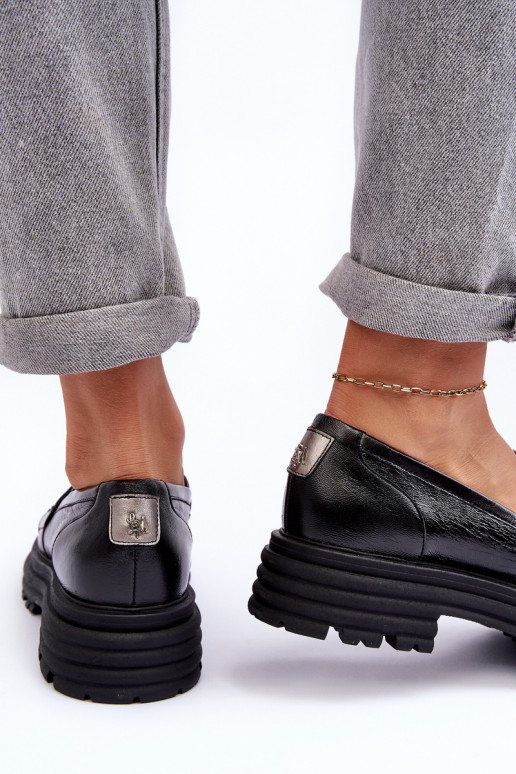 Odiniai pusbačiai masyviu padu Juodos spalvos Elkiza