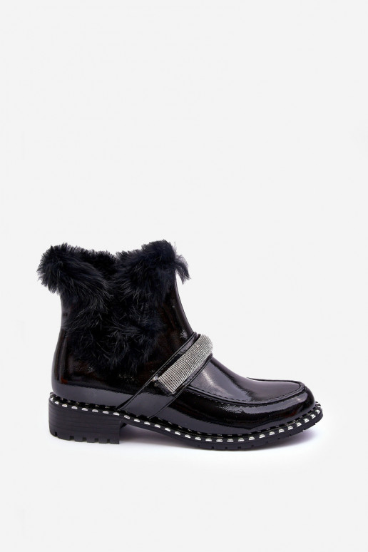  Aulinukai su lako efektu su kailiuku  S.Barski MR870-74 Juodos spalvos