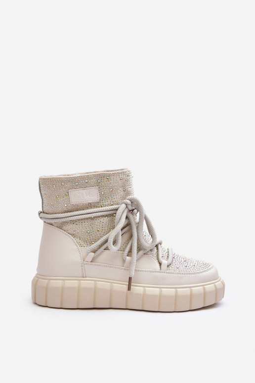 pašiltinti sniego batai Dekoruotos  GOE MM2N4081 smėlio spalvos pašiltinti sniego batai Dekoruotos  GOE MM2N4081 smėlio spalvos