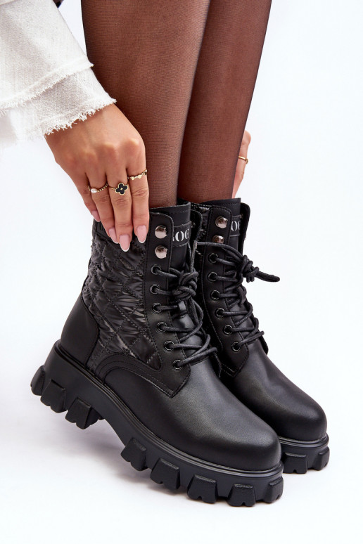 Aulinukai auliniai batai su plačiais kulniukais GOE MM2N4021 Juodos spalvos