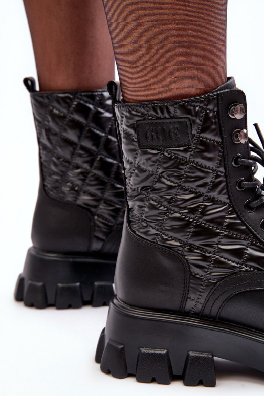 Aulinukai auliniai batai su plačiais kulniukais GOE MM2N4021 Juodos spalvos