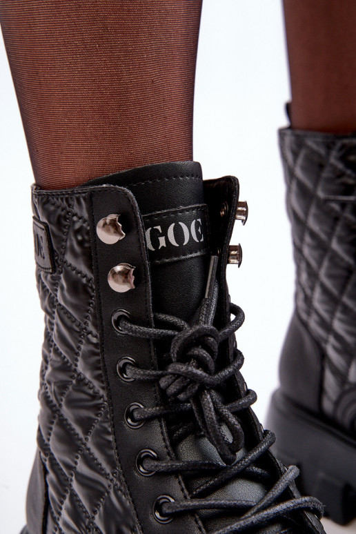 Aulinukai auliniai batai su plačiais kulniukais GOE MM2N4021 Juodos spalvos