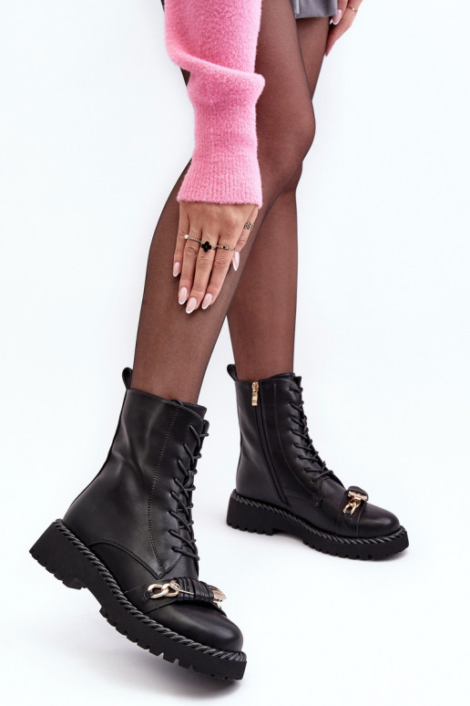 Moteriški aulinukai  auliniai batai su ornamentais Juodos spalvos S.Barski MR870-68