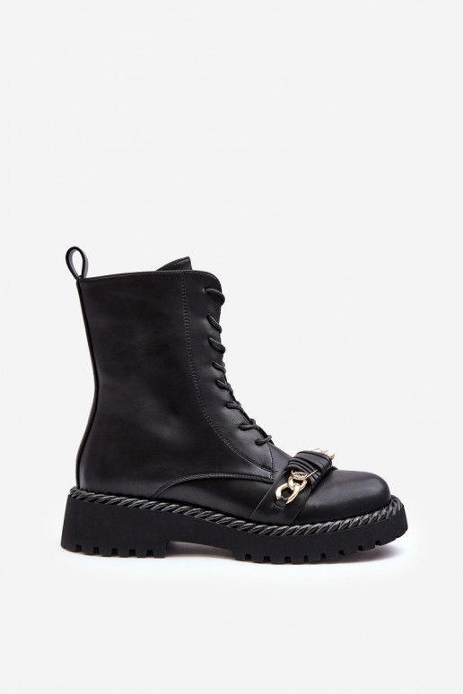 Moteriški aulinukai  auliniai batai su ornamentais Juodos spalvos S.Barski MR870-68