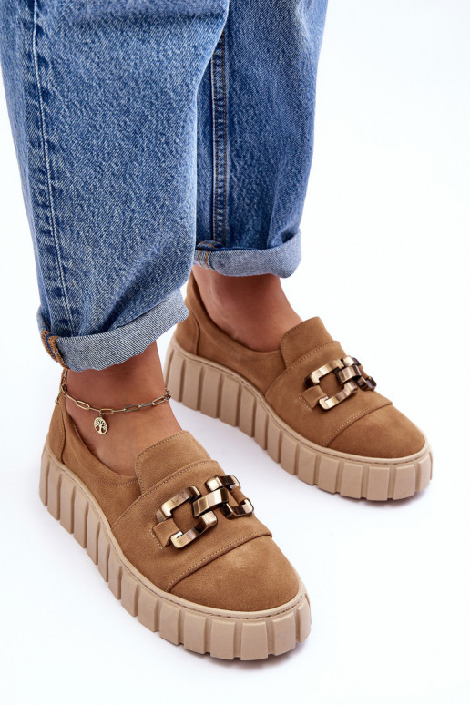 iš zomšos batai  su platforma su ornamentais smėlio spalvos  3398