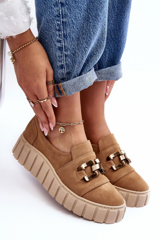 iš zomšos batai  su platforma su ornamentais smėlio spalvos  3398