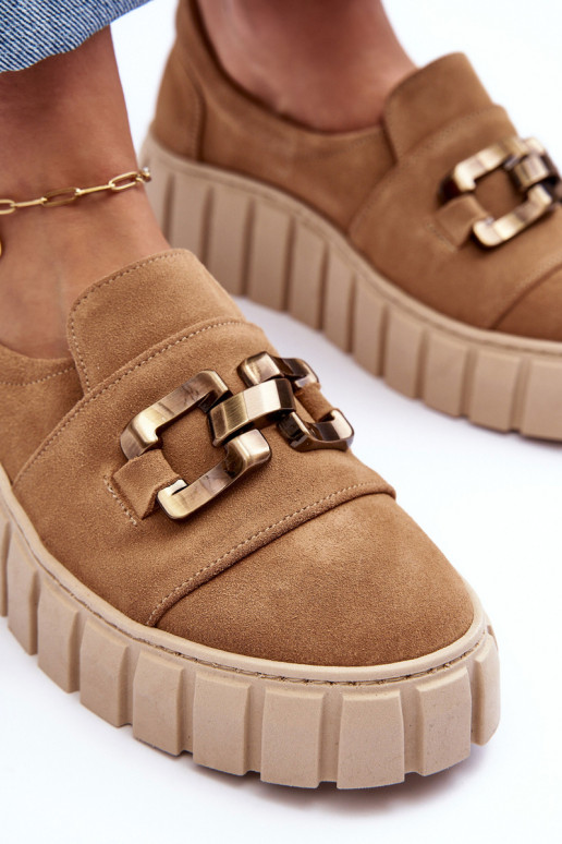 iš zomšos batai  su platforma su ornamentais smėlio spalvos  3398