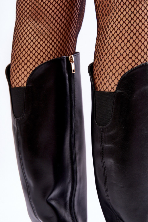    ilgaauliai batai su kulniukais Juodos spalvos  2928/B