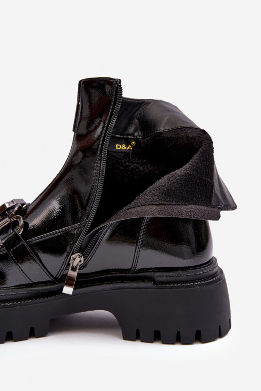 Moteriški aulinukai su kojinės tipo auliuku su kulniukais D&A MR870-41 Juodos spalvos