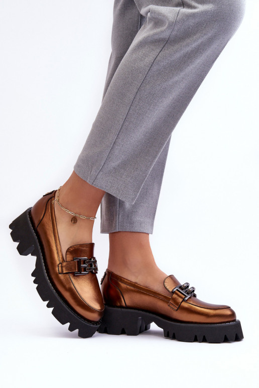    batai Mokasinai su ornamentais Laura Messi 2699 aukso spalvos