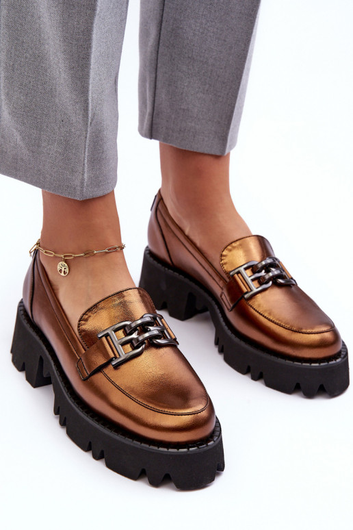    batai Mokasinai su ornamentais Laura Messi 2699 aukso spalvos