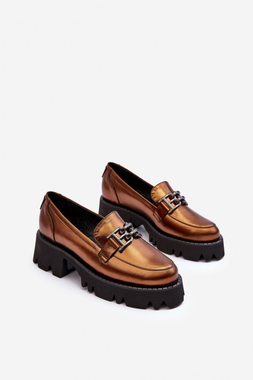    batai Mokasinai su ornamentais Laura Messi 2699 aukso spalvos