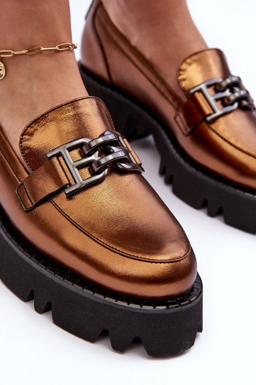    batai Mokasinai su ornamentais Laura Messi 2699 aukso spalvos