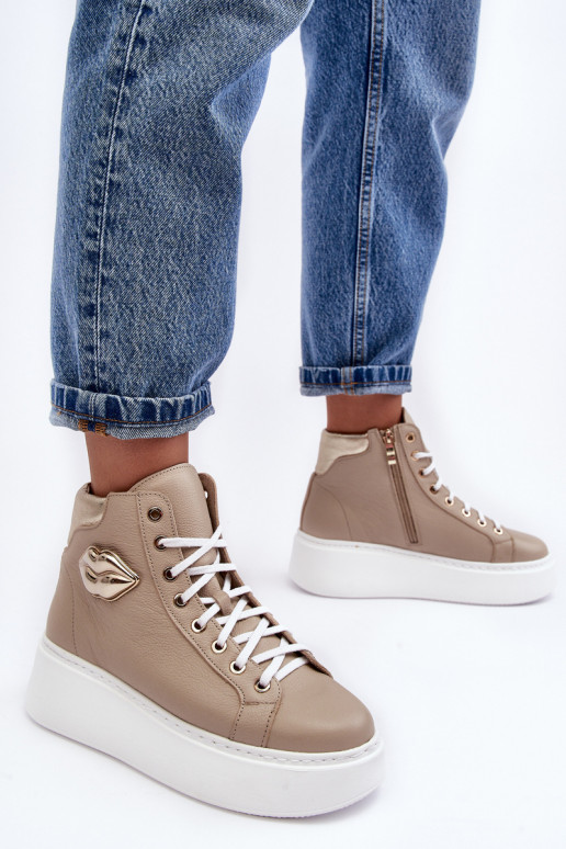 Laisvalaikio bateliai  su užtrauktukais Lemar smėlio spalvos Katerin