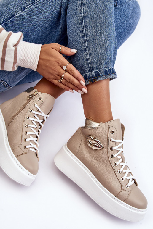 Laisvalaikio bateliai  su užtrauktukais Lemar smėlio spalvos Katerin