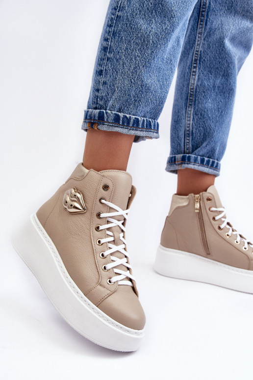 Laisvalaikio bateliai  su užtrauktukais Lemar smėlio spalvos Katerin