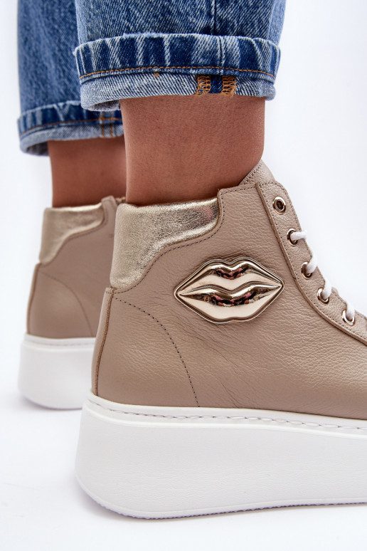 Laisvalaikio bateliai  su užtrauktukais Lemar smėlio spalvos Katerin