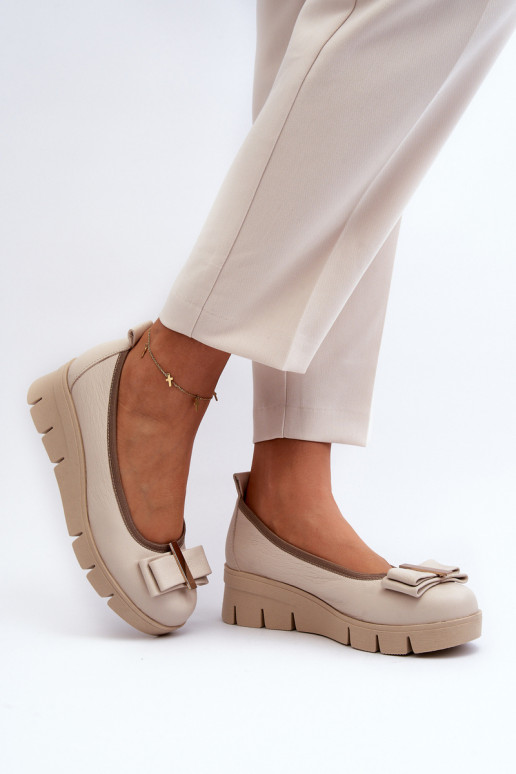 Balerinos   su platforma su ornamentais kreminės spalvos  3384