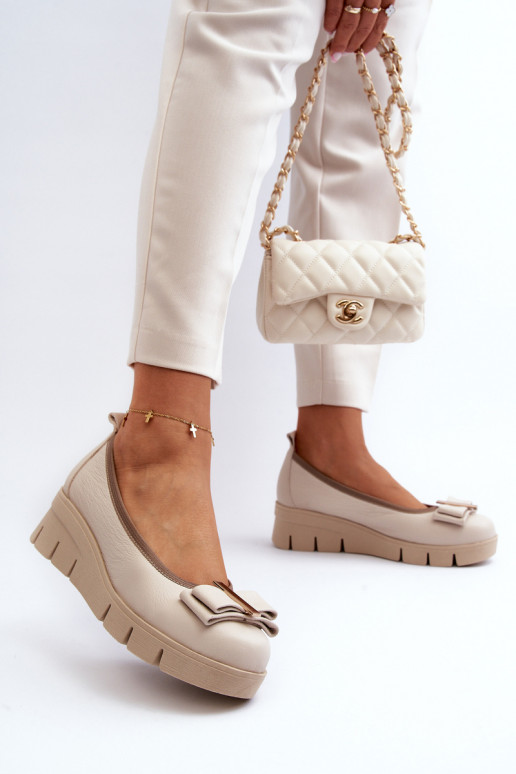 Balerinos   su platforma su ornamentais kreminės spalvos  3384