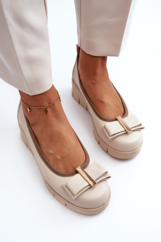 Balerinos   su platforma su ornamentais kreminės spalvos  3384