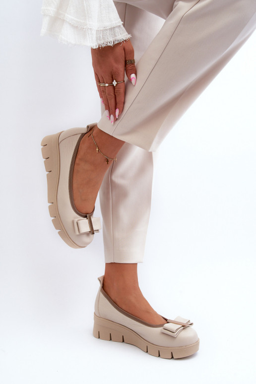 Balerinos   su platforma su ornamentais kreminės spalvos  3384