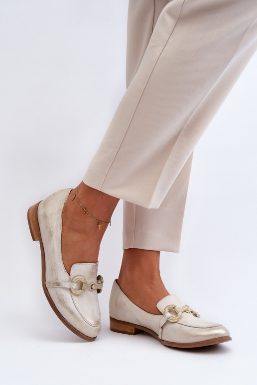 Zazoo 2880  Mokasinai   su ornamentais aukso spalvos