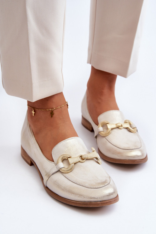 Zazoo 2880  Mokasinai   su ornamentais aukso spalvos