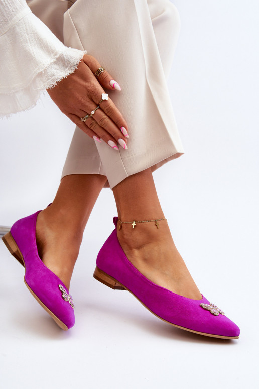 Zazoo 2887 Zomšinės balerinos  m rožinės spalvos