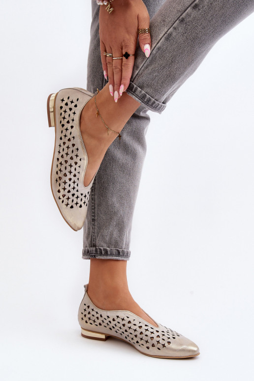 Zazoo 2883 Ažūrinės balerinos  aukso spalvos