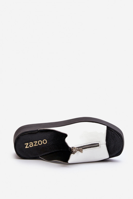 Zazoo 2916  Šlepetės su platforma su užtrauktukais baltos spalvos Zazoo 2916  Šlepetės su platforma su užtrauktukais baltos spalvos