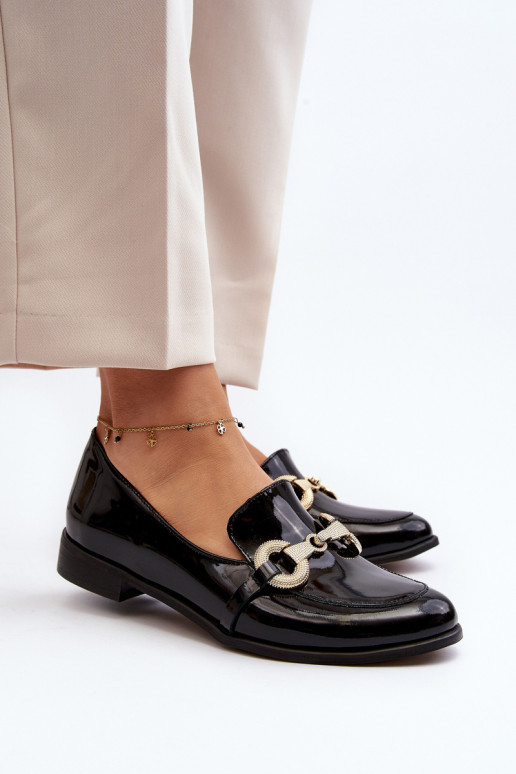 Zazoo 2880  Mokasinai su lako efektu su ornamentais Juodos spalvos