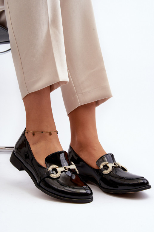 Zazoo 2880  Mokasinai su lako efektu su ornamentais Juodos spalvos