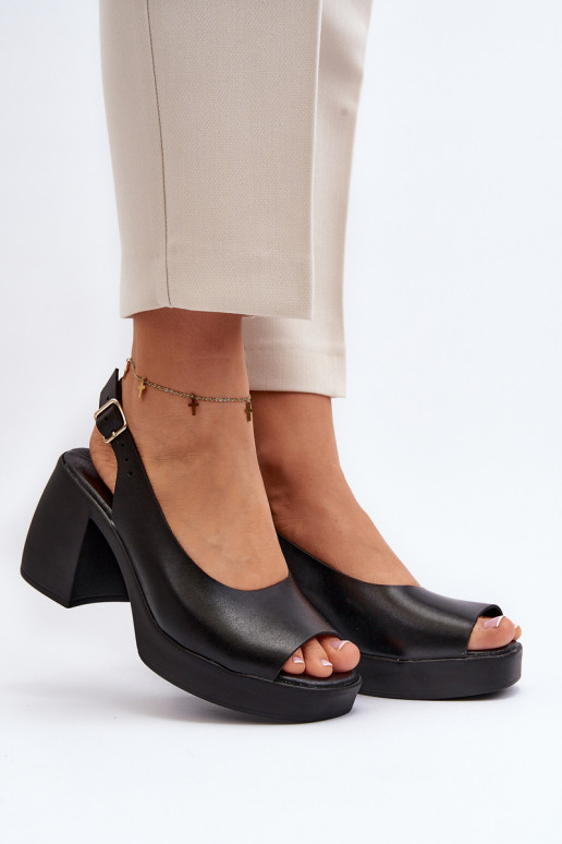 Zazoo 40376 Moteriškos basutės su plačiu kulnu Juodos spalvos